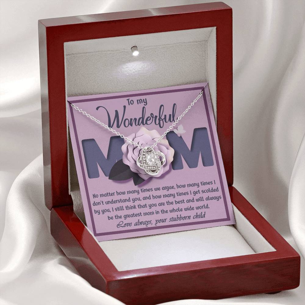 Mom - The Greatest Mom - Love Knot Necklace