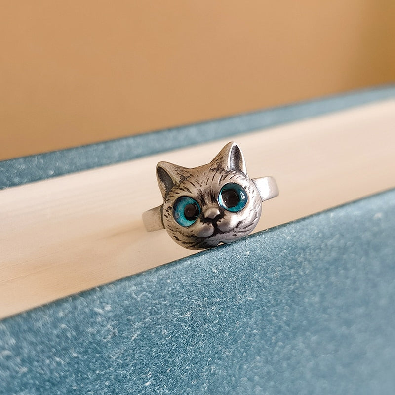 Blue Eye Cat Ring (Adjustable)