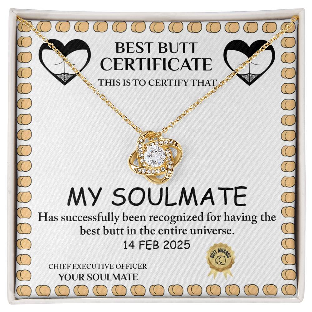 Love Certificate - Best Butt - Love Knot Necklace