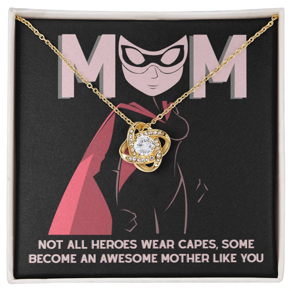 Mom - An Awesome Mother - Love Knot Necklace