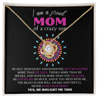 Mom - Proud Mom - Love Knot Necklace