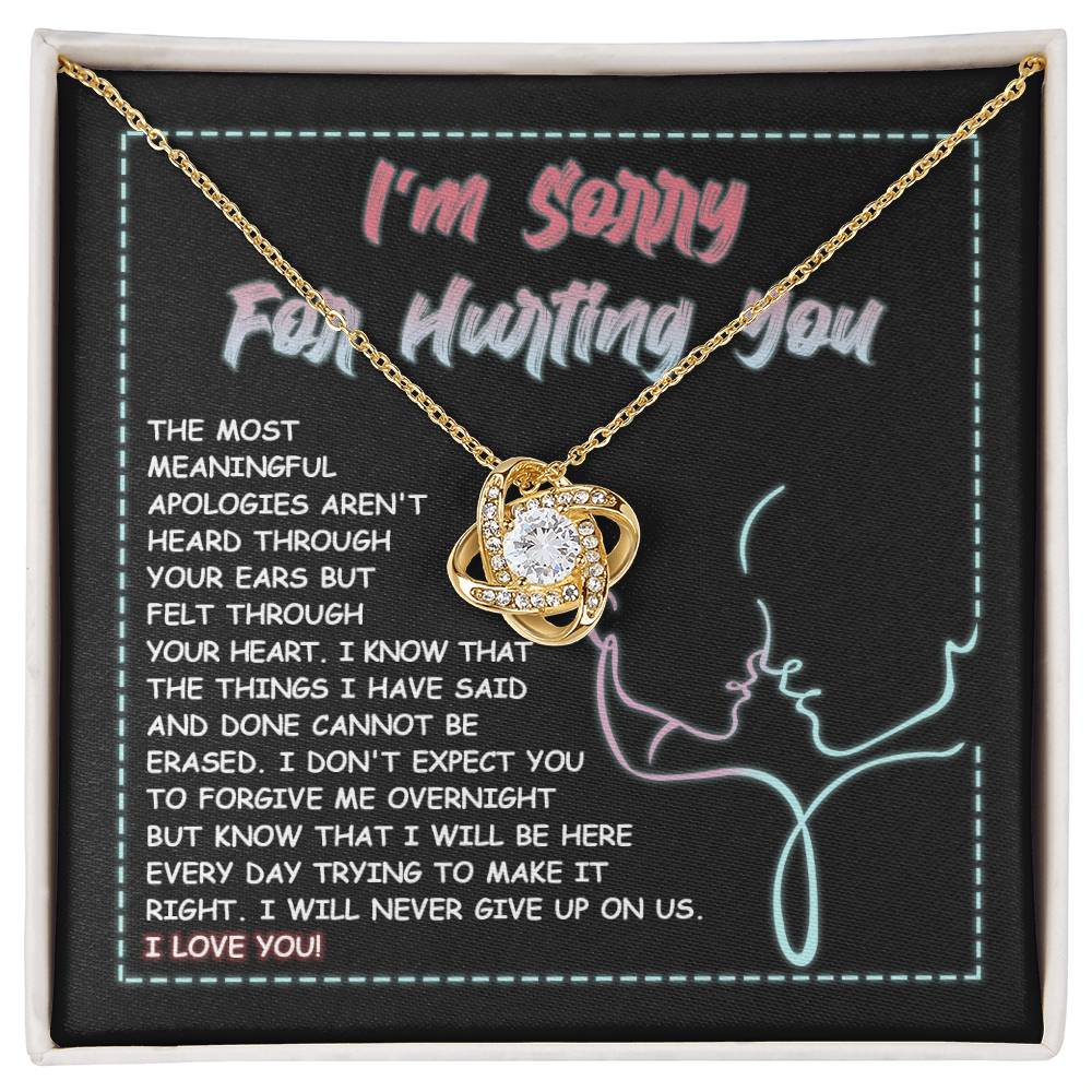 Sorry - Never Give Up - Love Knot Necklace