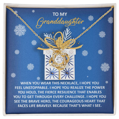 Granddaughter - Brave Hero - Love Knot Necklace