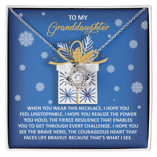 Granddaughter - Brave Hero - Love Knot Necklace