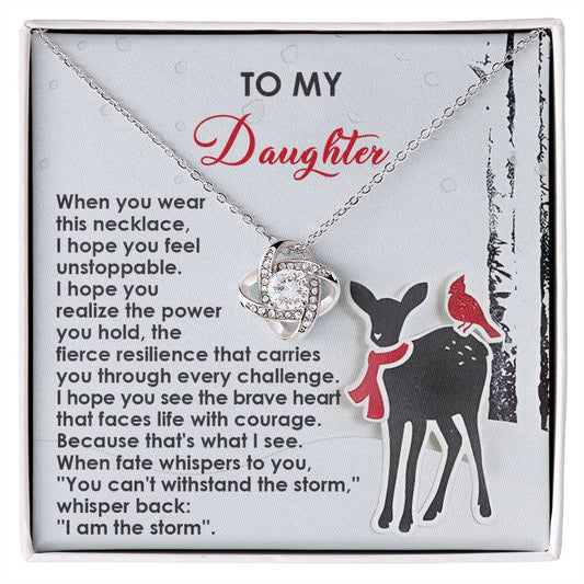 Daughter - Every Challenge - Love Knot Necklace