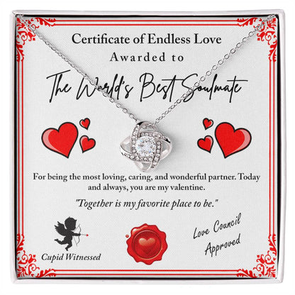 Love Certificate - Cupid Witnessed - Love Knot Necklace