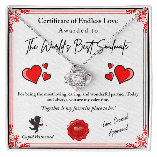 Love Certificate - Cupid Witnessed - Love Knot Necklace