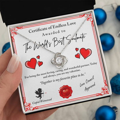 Love Certificate - Cupid Witnessed - Love Knot Necklace
