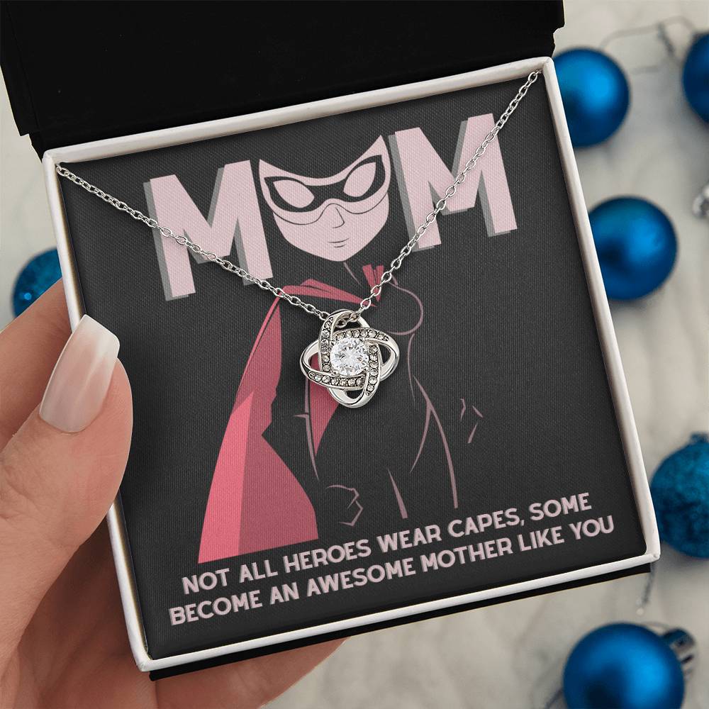 Mom - An Awesome Mother - Love Knot Necklace