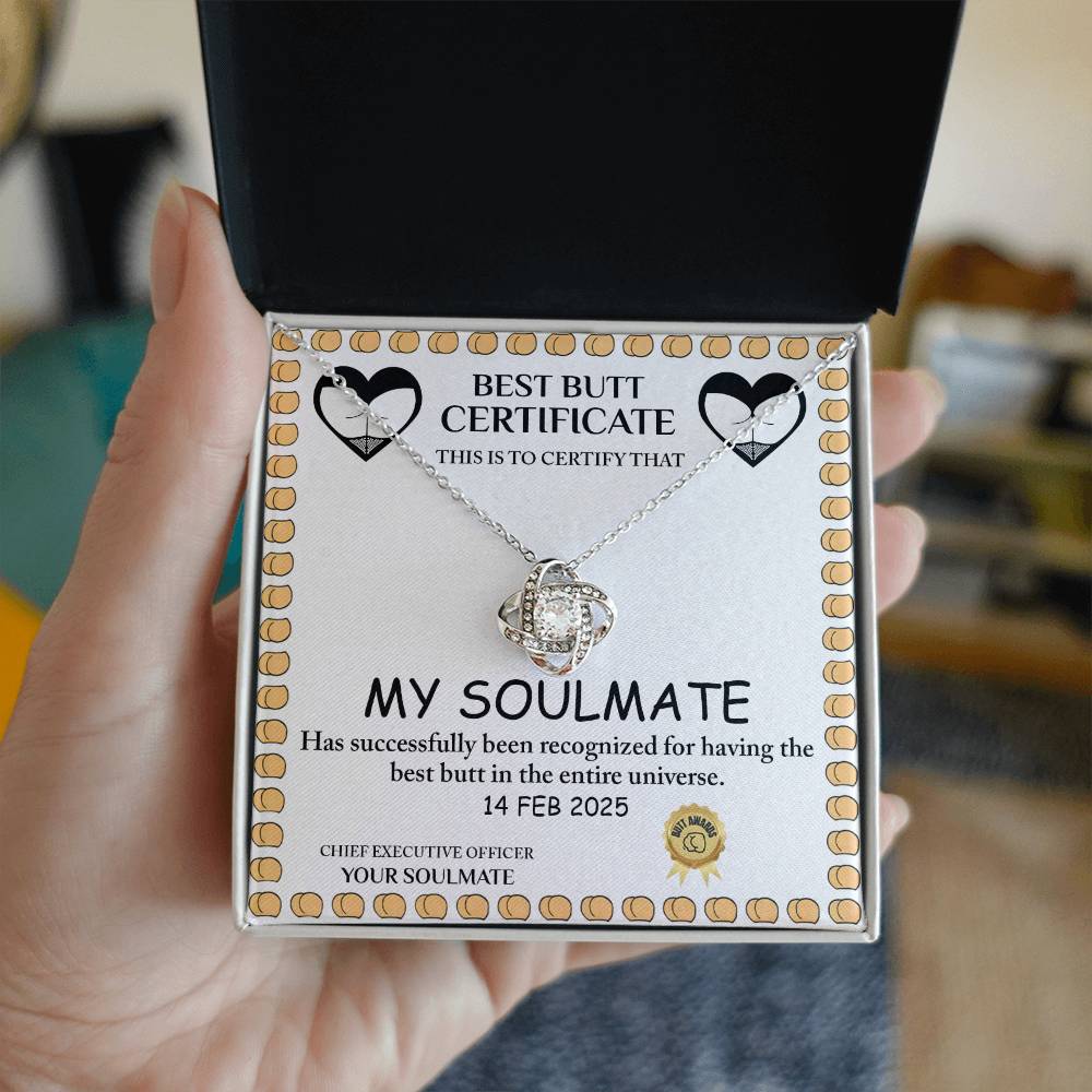 Love Certificate - Best Butt - Love Knot Necklace