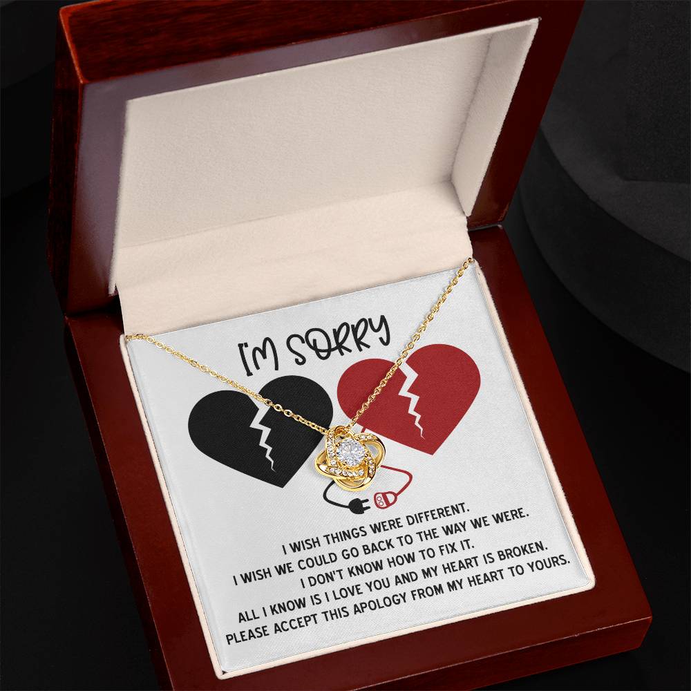 Sorry - Heart Is Broken - Love Knot Necklace