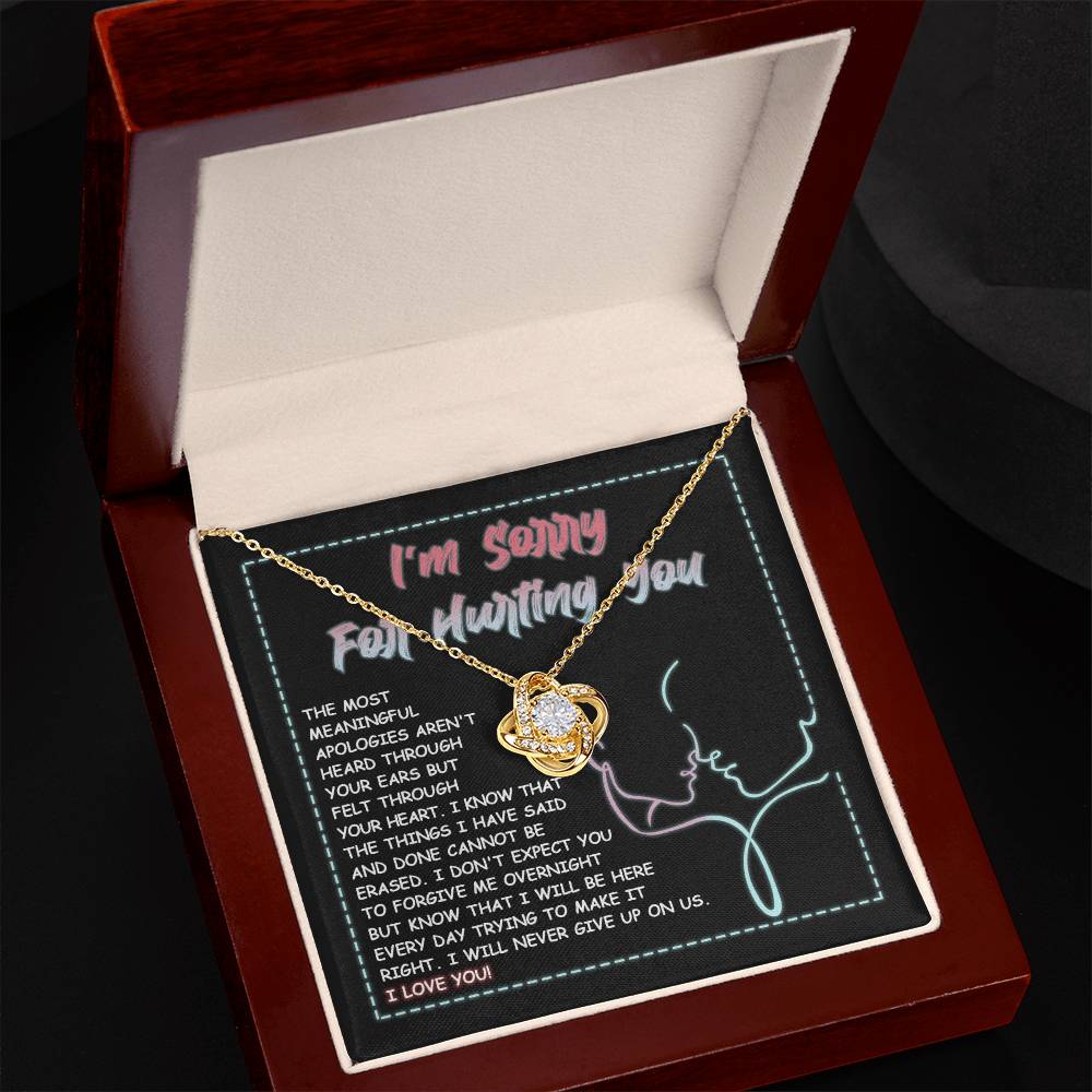 Sorry - Never Give Up - Love Knot Necklace