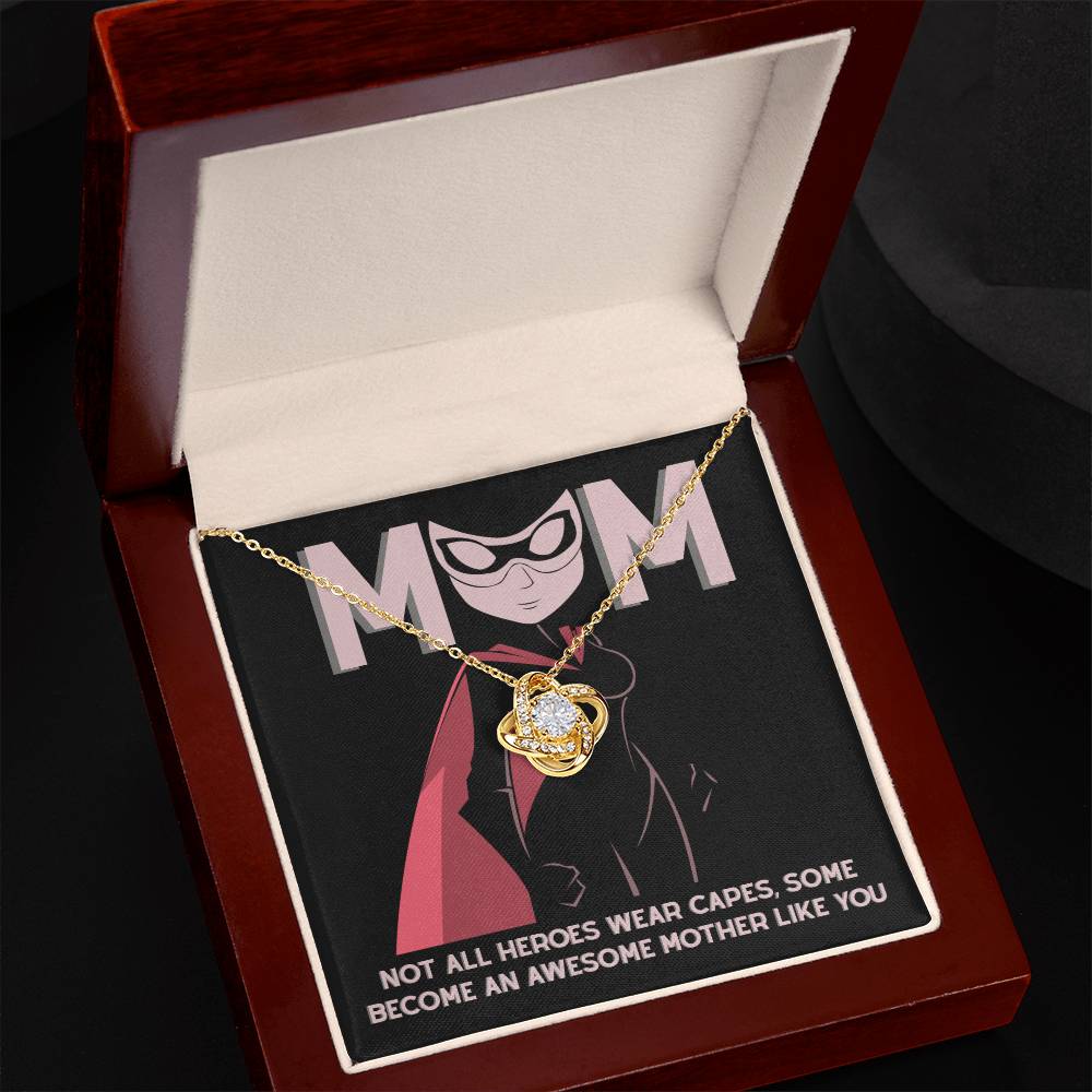 Mom - An Awesome Mother - Love Knot Necklace