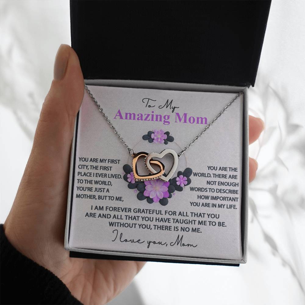 Mom - Forever Grateful - Interlocking Hearts