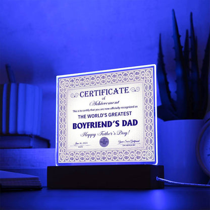 Boyfriend's Dad - Certificate Of Achievement