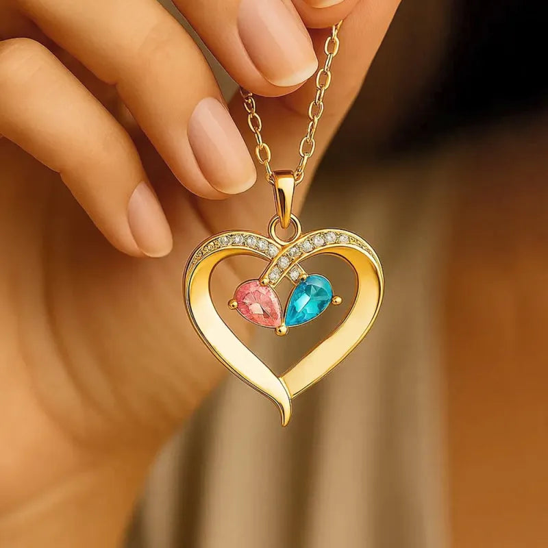 The Heart of Our Family - Birthstone Heart Necklace Set